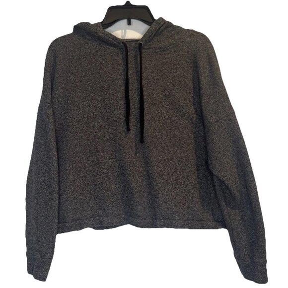 Madewell Women’s Heathered Gray Cotton Crop Hoodie Sweatshirt Top Sz M - Picture 1 of 8